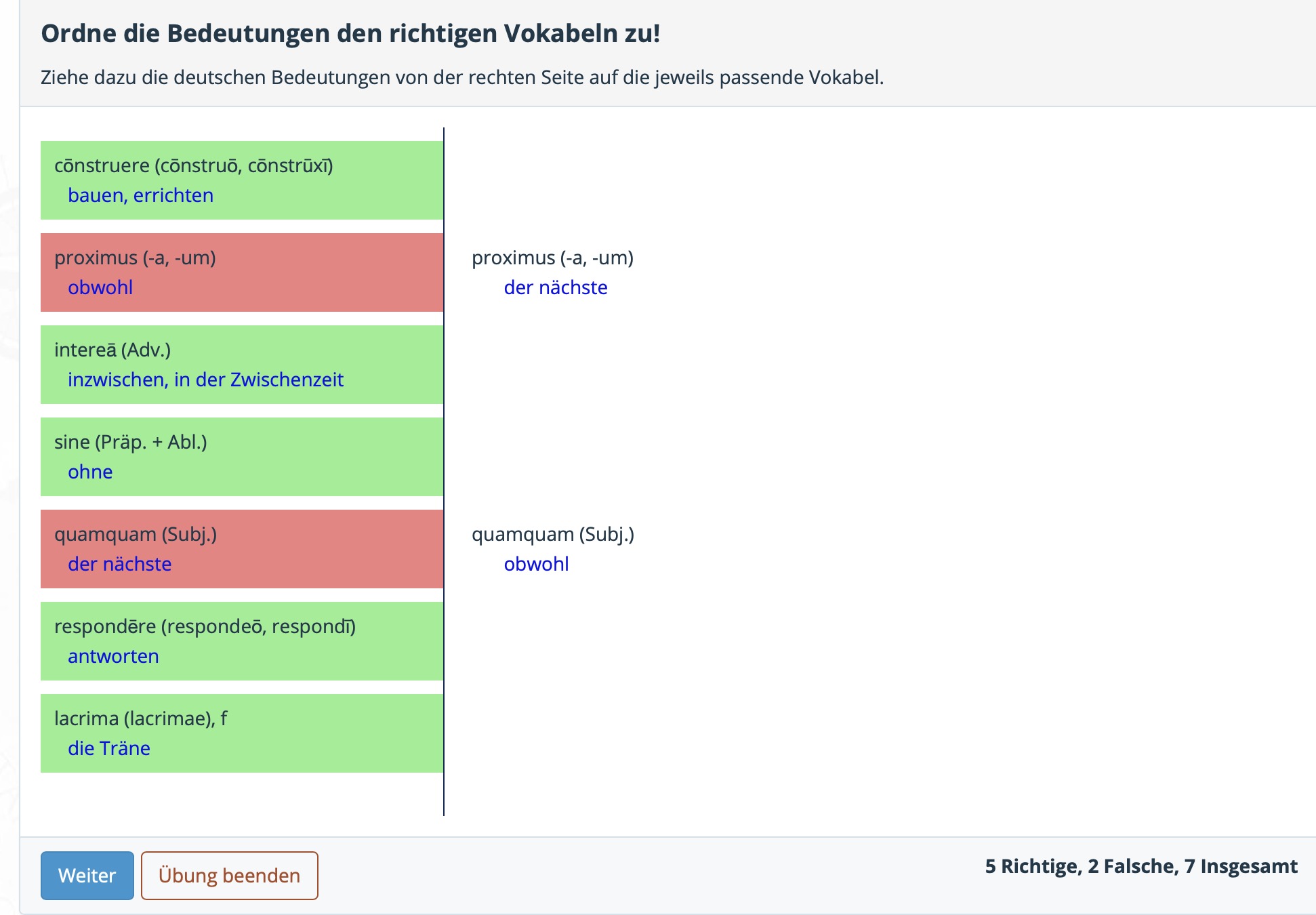 Vokabeltrainer zuordnen